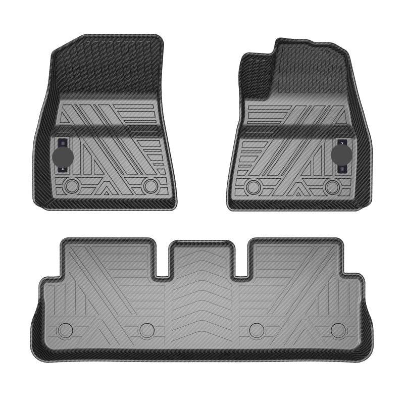 Model 3 3D Carbon Fiber Look Pattern All-Weather TPE Floor Mats-3PCS