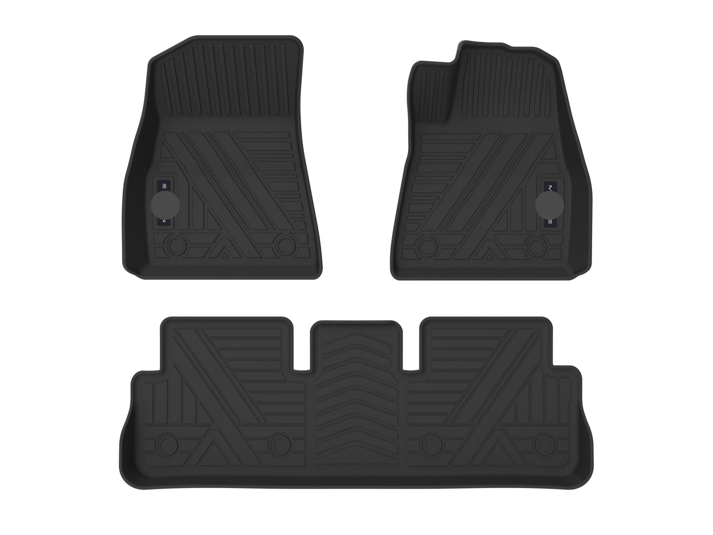 Model 3 3D Thickened Diamond Pattern All-Weather TPE Floor Mats-3PCS