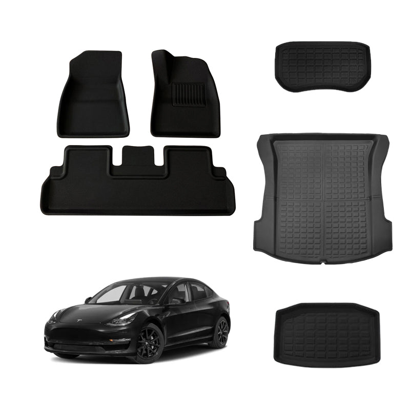 Model 3 Lightweight No Pattern Weather All-Weather TPE+XPE Foot Mats-6PCS