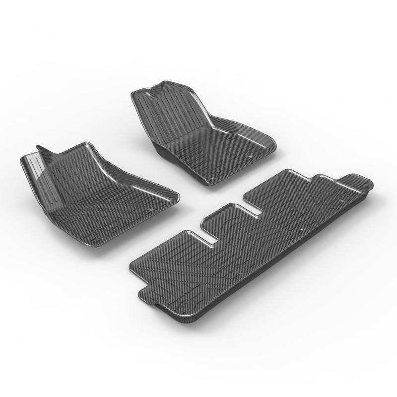 Model 3 3D Carbon Fiber Look Pattern All-Weather TPE Floor Mats-3PCS