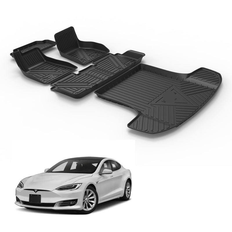 Model S 3D Thickened Diamond Pattern All-Weather TPE Floor Mats-5PCS