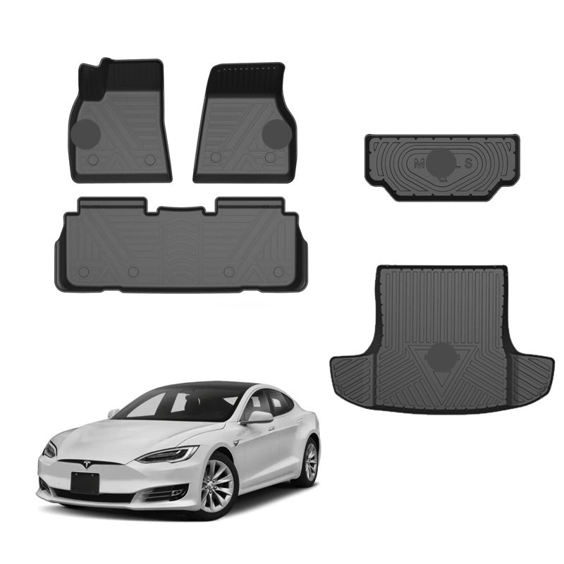 Model S 3D Thickened Diamond Pattern All-Weather TPE Floor Mats-5PCS