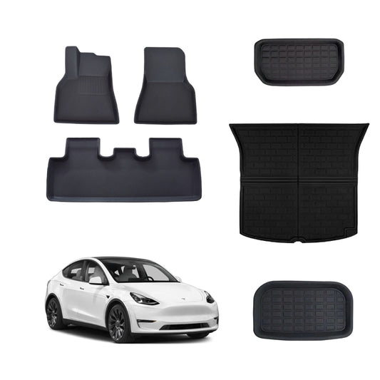 Model Y Lightweight No Pattern All-Weather TPE+XPE Foot Mats-6PCS