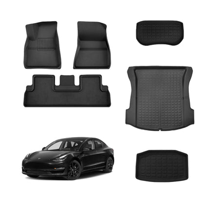 Model 3 Lightweight No Pattern Weather All-Weather TPE+XPE Foot Mats-6PCS