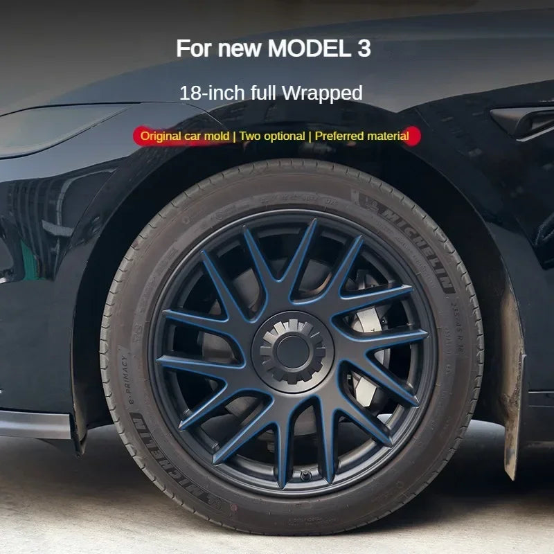 FITKMH for Tesla 2024 Model 3 Highland Hub Caps, 18inch full rim performance replacement, Exterior Accessories Wheel Hub Covers