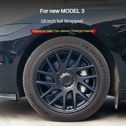 FITKMH for Tesla 2024 Model 3 Highland Hub Caps, 18inch full rim performance replacement, Exterior Accessories Wheel Hub Covers