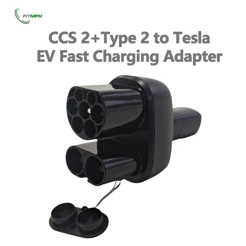 FITMPH CCS2+Type 2 to Tesla Adapter, DC&AC 2in1 adapter,  200kW for Model 3/X/Y/S, Max Current 250V 32A, for US Tesla in Europe