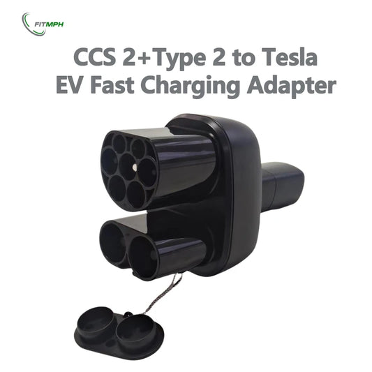 FITMPH CCS2+Type 2 to Tesla Adapter, DC&AC 2in1 adapter,  200kW for Model 3/X/Y/S, Max Current 250V 32A, for US Tesla in Europe