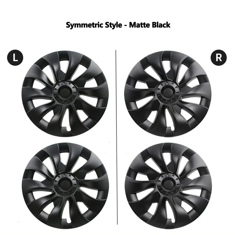 FITKMH Symmetric style Wheel Hub Cap For Tesla 2017-2023 Model 3, Replacement ABS Cover, 18Inch-Sakura Looking Style, 4PCS