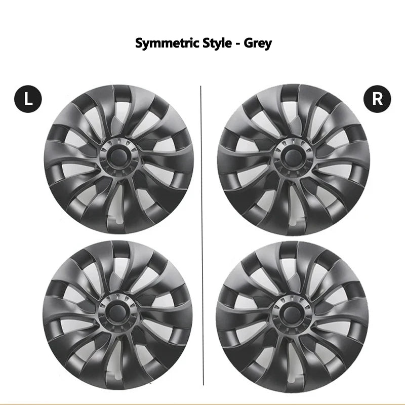 FITKMH Symmetric style Wheel Hub Cap For Tesla 2017-2023 Model 3, Replacement ABS Cover, 18Inch-Sakura Looking Style, 4PCS