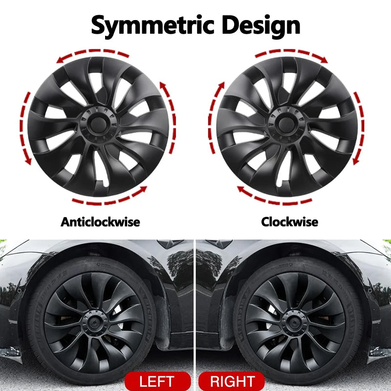 FITKMH Symmetric style Wheel Hub Cap For Tesla 2017-2023 Model 3, Replacement ABS Cover, 18Inch-Sakura Looking Style, 4PCS