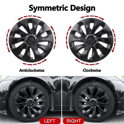 FITKMH Symmetric style Wheel Hub Cap For Tesla 2017-2023 Model 3, Replacement ABS Cover, 18Inch-Sakura Looking Style, 4PCS