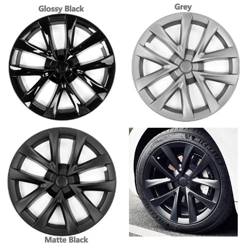FITKMH Model 3 Hubcaps,18'' Model S Plaid Arachnid Wheels Version covers, Compatible with Model 3 Accessories 2017-2023 Hubcaps