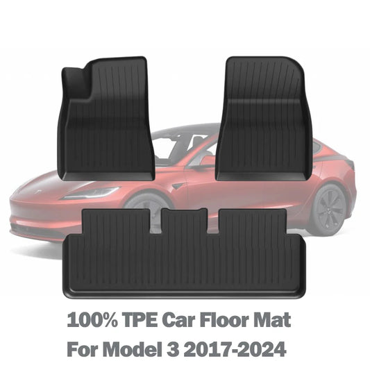 FITKMH Car Floor Mats for Tesla Model 3 2017-2024,100% TPE eco-friendly material, All-Weather Floor Mats, With anti slip backing