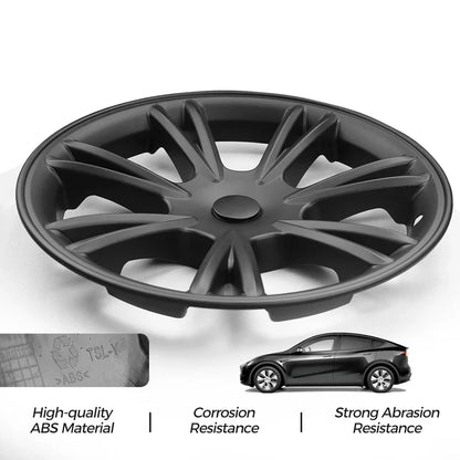 FITKMH Wheel Hub Covers For Tesla Model Y 2021-2023, 19 inch Hubcaps Replacement, ABS Tesla Accessories 4 pcs Full Wrapped