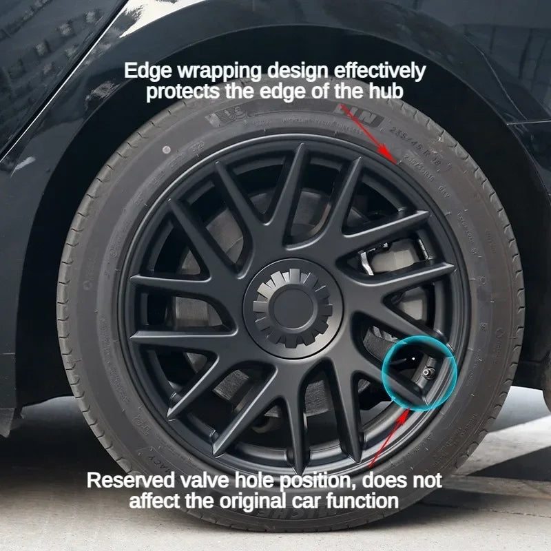 FITKMH for Tesla 2024 Model 3 Highland Hub Caps, 18inch full rim performance replacement, Exterior Accessories Wheel Hub Covers