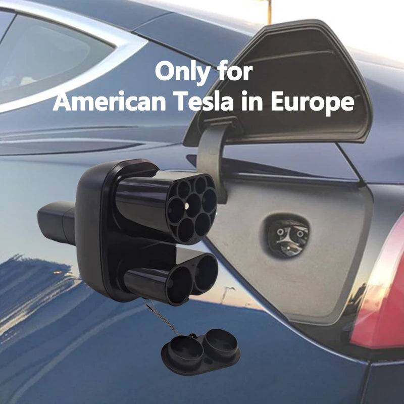 FITMPH CCS2+Type 2 to Tesla Adapter, DC&AC 2in1 adapter,  200kW for Model 3/X/Y/S, Max Current 250V 32A, for US Tesla in Europe