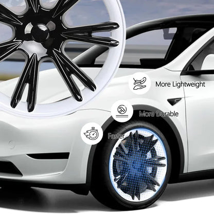 FITKMH Tesla Model Y 2021-2023 Wheel Hub Covers, 19 inch Hubcaps Replacement, ABS Tesla Accessories, White Rails Sports Style