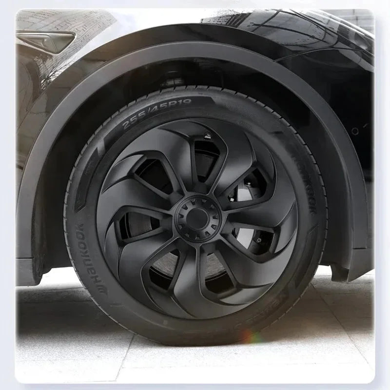 FITKMH ABS wheel hubcaps,Only for Tesla Model Y 2021-2023, 19Inch-Big Blade Style-Variety* (4PCS) ,3Colors Options