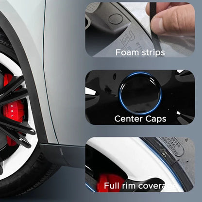 FITKMH Tesla Model Y 2021-2023 Wheel Hub Covers, 19 inch Hubcaps Replacement, ABS Tesla Accessories, White Rails Sports Style