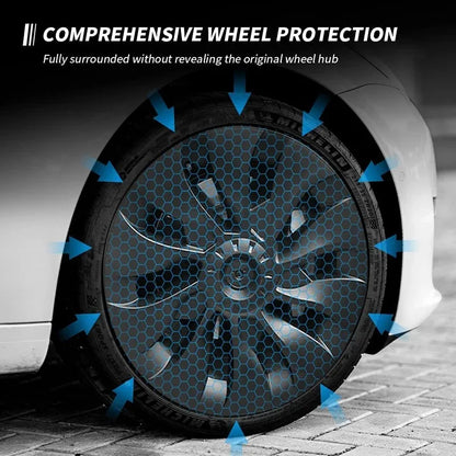 FITKMH Symmetric style Wheel Hub Cap For Tesla 2017-2023 Model 3, Replacement ABS Cover, 18Inch-Sakura Looking Style, 4PCS