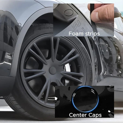 FITKMH Wheel Hub Covers For Tesla Model Y 2021-2023, 19 inch Hubcaps Replacement, ABS Tesla Accessories 4 pcs Full Wrapped
