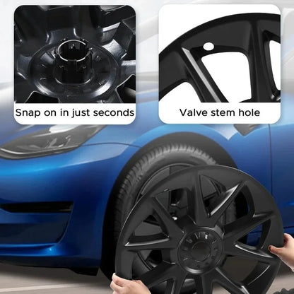 FITKMH Wheel Hub Covers, Fit for 2017-2023 Tesla Model 3, Wheel Hubcaps-18Inch Blade Style-Variety* (4PCS), Model 3 Accessories