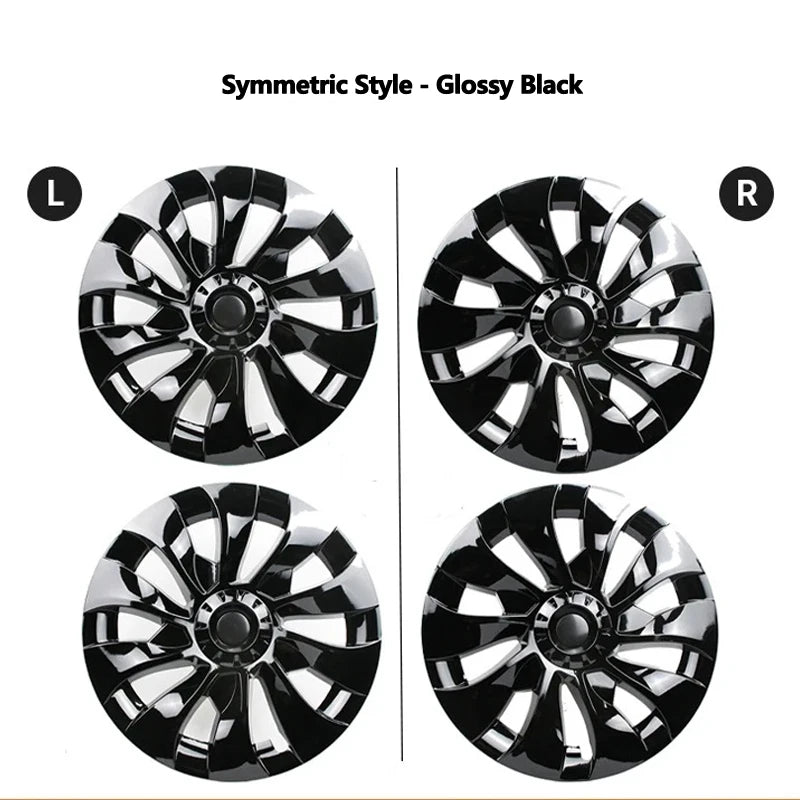 FITKMH Symmetric style Wheel Hub Cap For Tesla 2017-2023 Model 3, Replacement ABS Cover, 18Inch-Sakura Looking Style, 4PCS