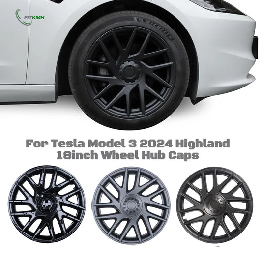 FITKMH for Tesla 2024 Model 3 Highland Hub Caps, 18inch full rim performance replacement, Exterior Accessories Wheel Hub Covers