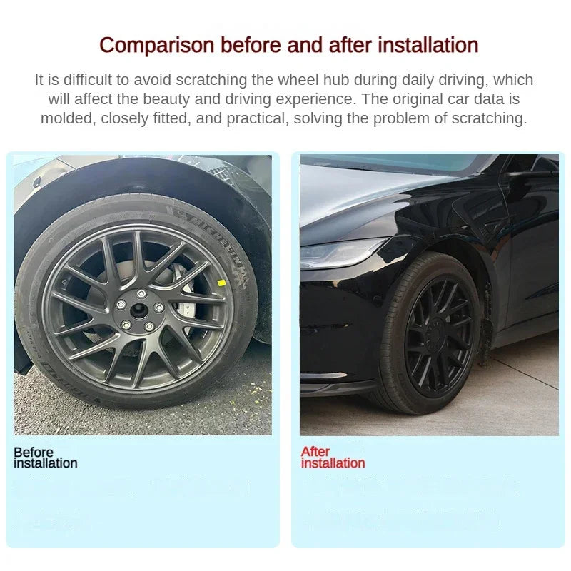 FITKMH for Tesla 2024 Model 3 Highland Hub Caps, 18inch full rim performance replacement, Exterior Accessories Wheel Hub Covers
