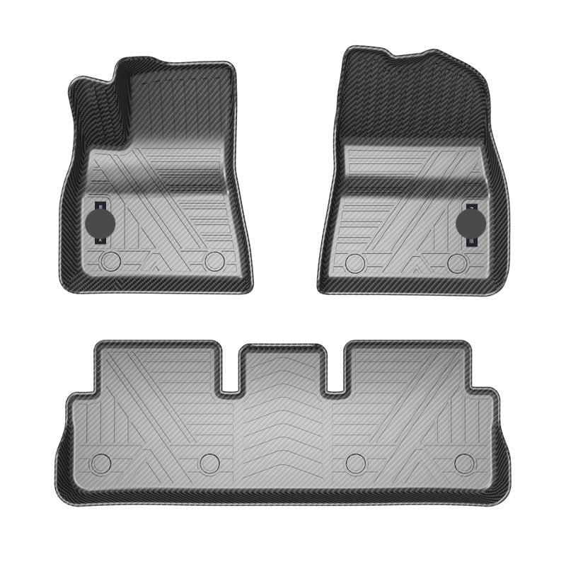 Model 3 3D Carbon Fiber Look Pattern All-Weather TPE Floor Mats-3PCS