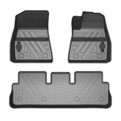 Model 3 3D Carbon Fiber Look Pattern All-Weather TPE Floor Mats-3PCS