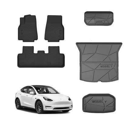 Model Y 3D Thickened Diamond Pattern All-Weather TPE Floor Mats-6PCS